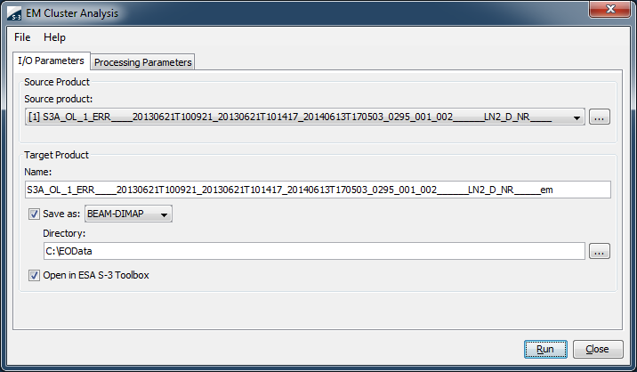 EM Cluster Analysis Dialog