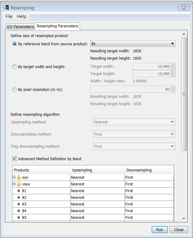 Resampling Dialog