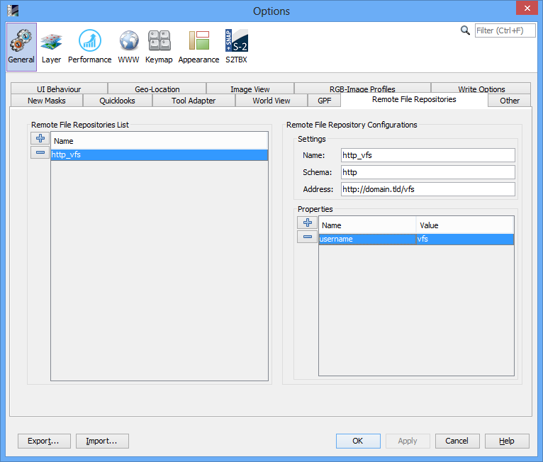 Remote File Repository Property Selection